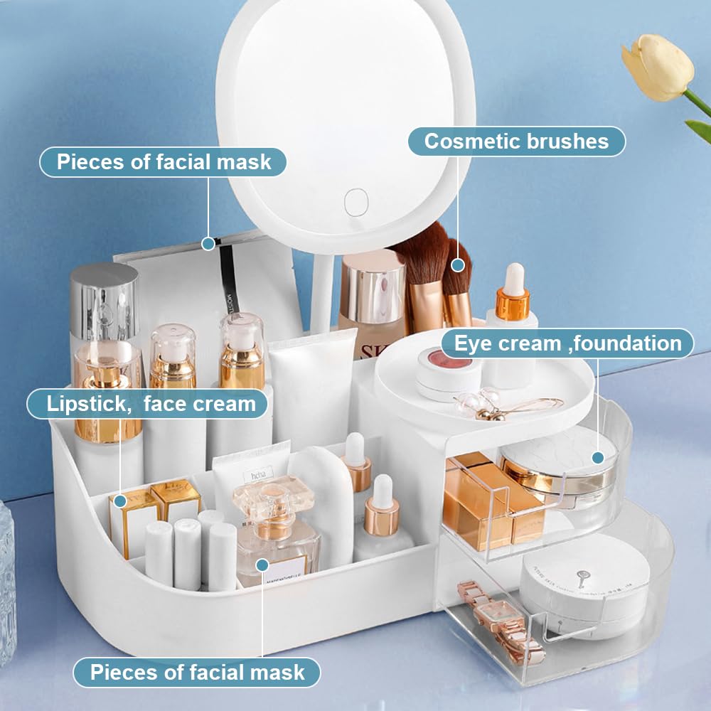 REFORUNG Large Makeup Organizer with Drawers - Cosmetic Storage Box for Dressing Table, Nail Polish & Lipstick Organizer - White | Perfect for Vanity, Bathroom & Travel Beauty Organization