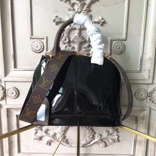 Authentic LV Alma PM Bag in Black Patent Leather - Luxury Handbag for Women, Perfect for Work, Travel & Evening Events