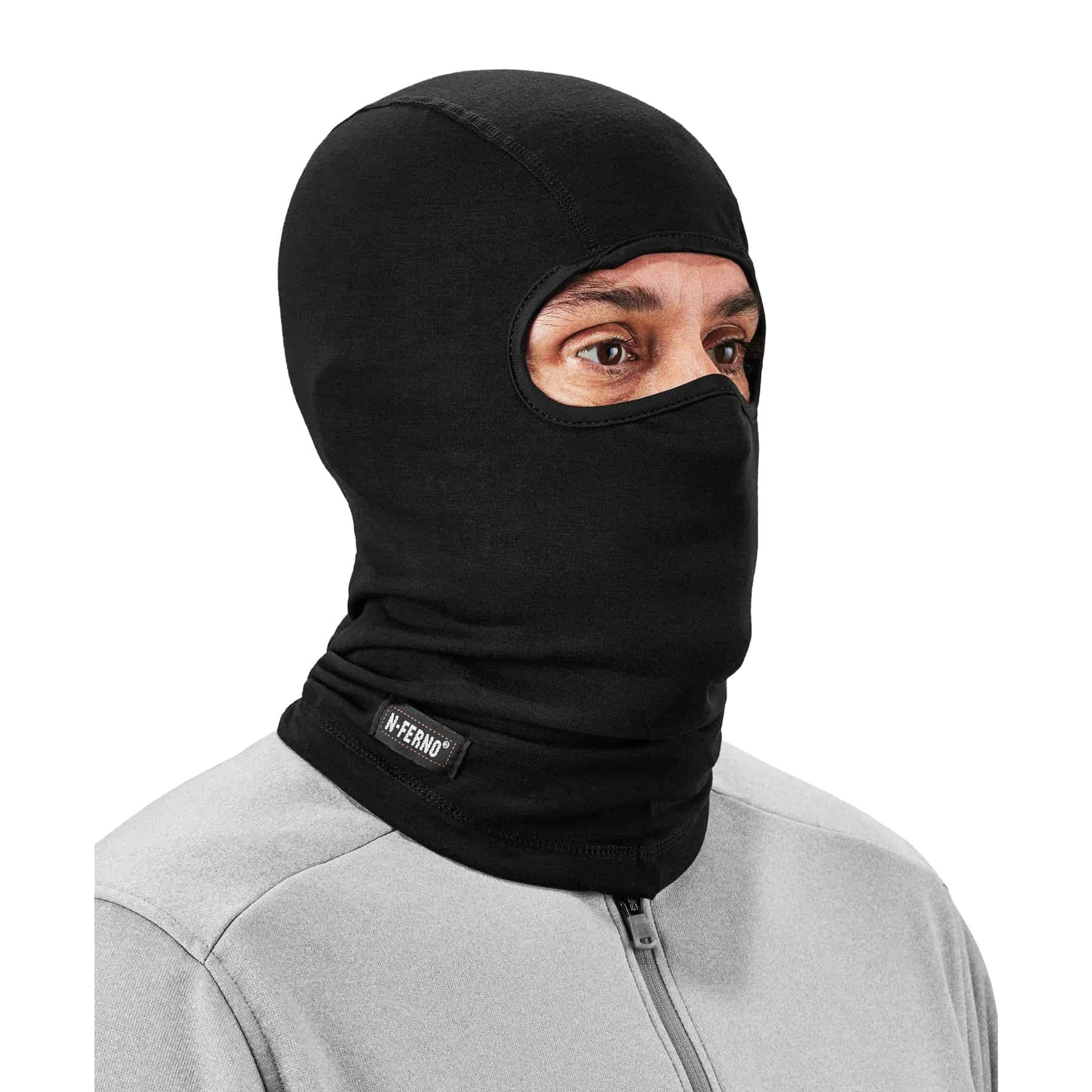 Ergodyne 16824 Natural Wool Balaclava Ski Mask - Winter Face Cover for Cold Weather, Moisture Wicking & Breathable - N-Ferno 6824 Black - Perfect for Skiing, Snowboarding & Outdoor Winter Activities