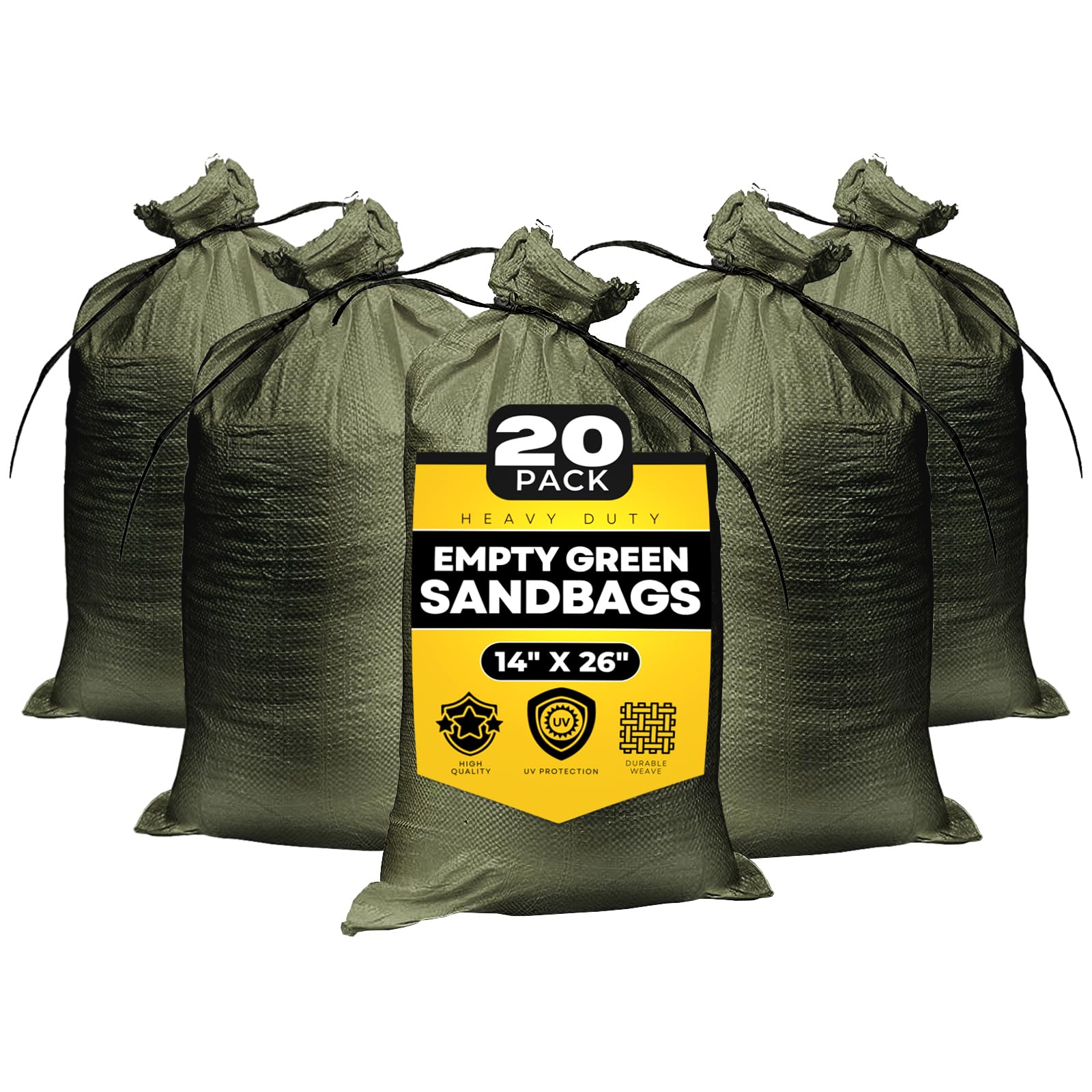 Heavy Duty Military Green Empty Sandbags with Ties - 14