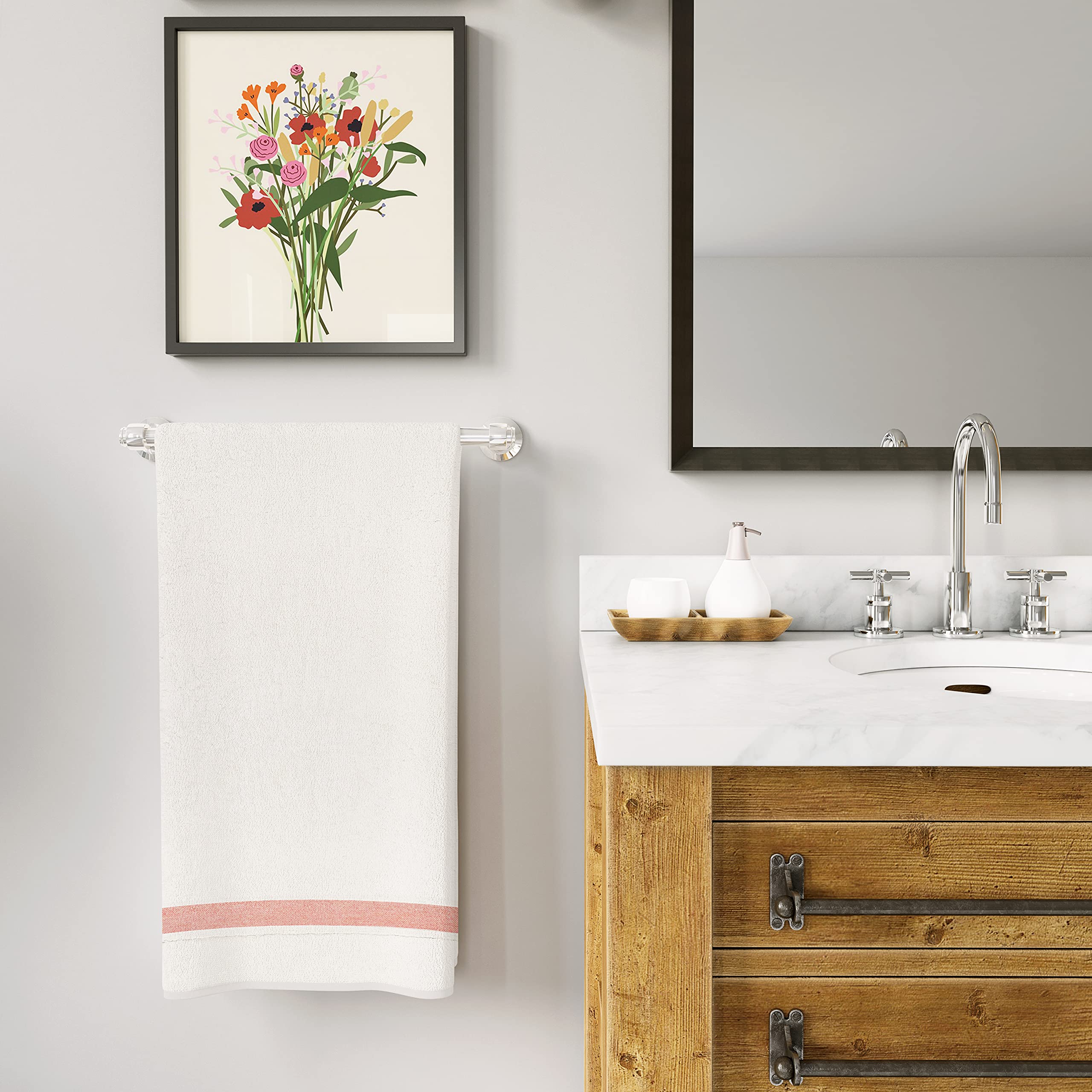 Premium 100% Cotton Bath Towel Set - Ultra Soft & Absorbent Luxury Hotel Quality Bath Sheets (35x67 Inches) for Spa, Beach & Home Use - Thick Plush Bordered Design Bathroom Towels