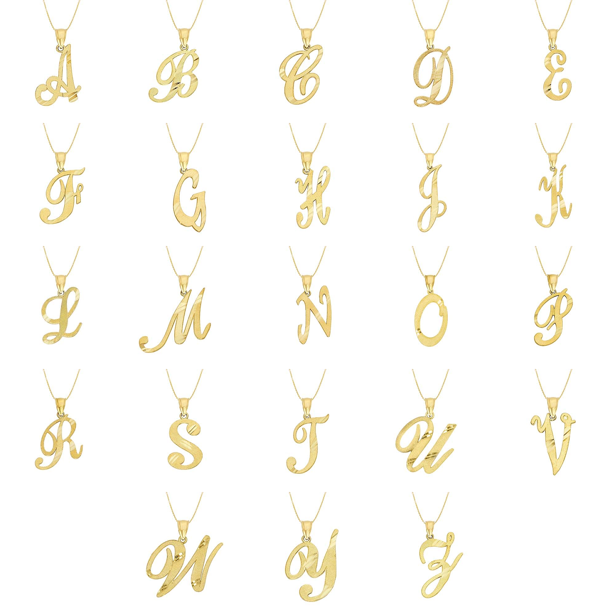 10K Solid Gold Cursive Initial Necklace - Personalized Letter Pendant Custom Jewelry for Women with Dainty Rolo Chain (R, 20