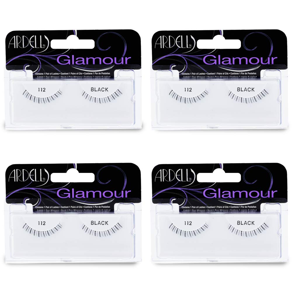 Ardell False Eyelashes Glamour Strip Lashes 112 Black (Lower Lash) 4 Pack - Natural Looking Lower Lashes for Dramatic Eye Makeup, Perfect for Parties, Weddings & Special Occasions
