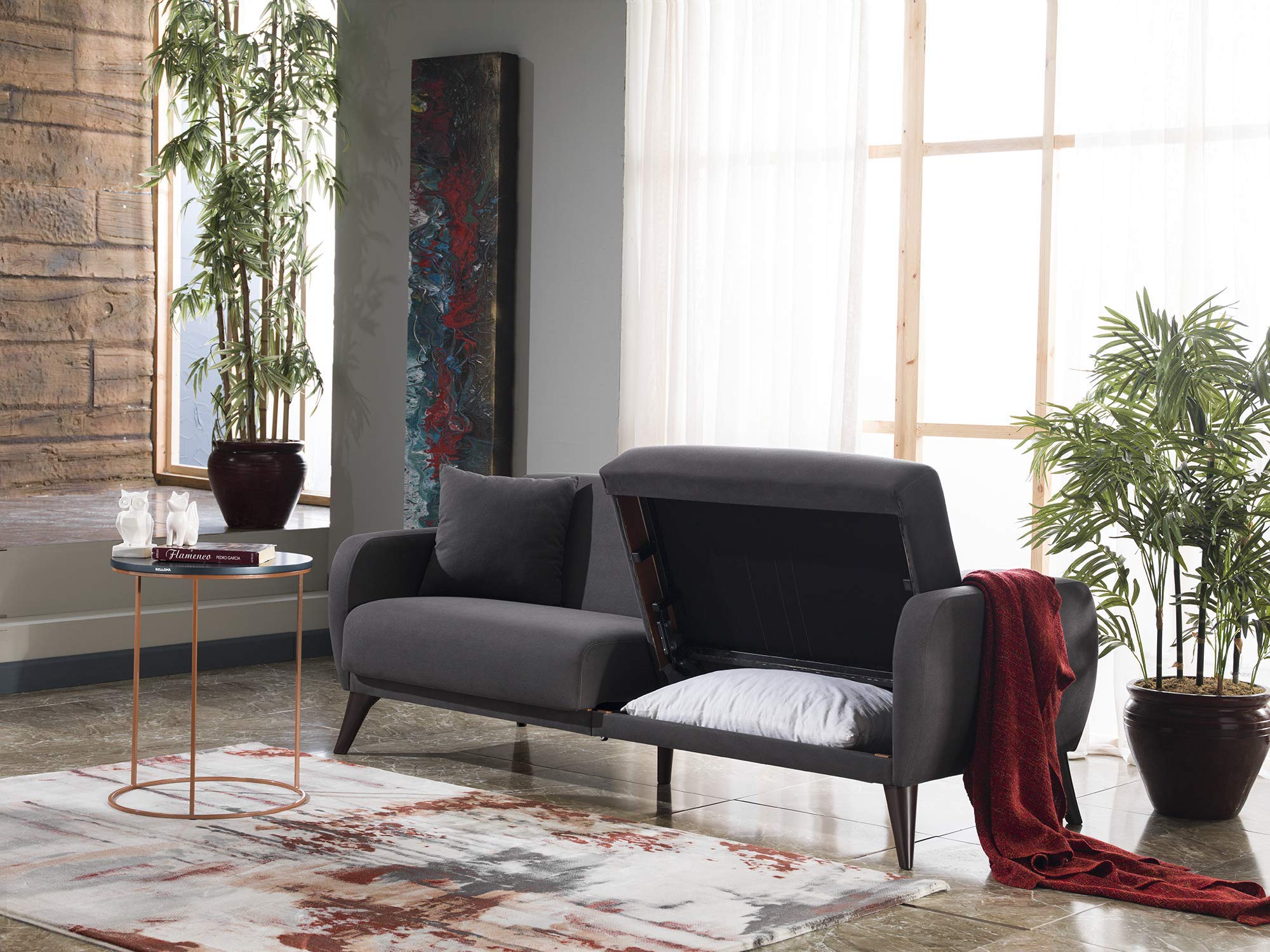 BELLONA Functional Sofa in a Box - Easy Assembly Modern Couch (Charcoal Gray) for Living Room, Apartment & Small Spaces