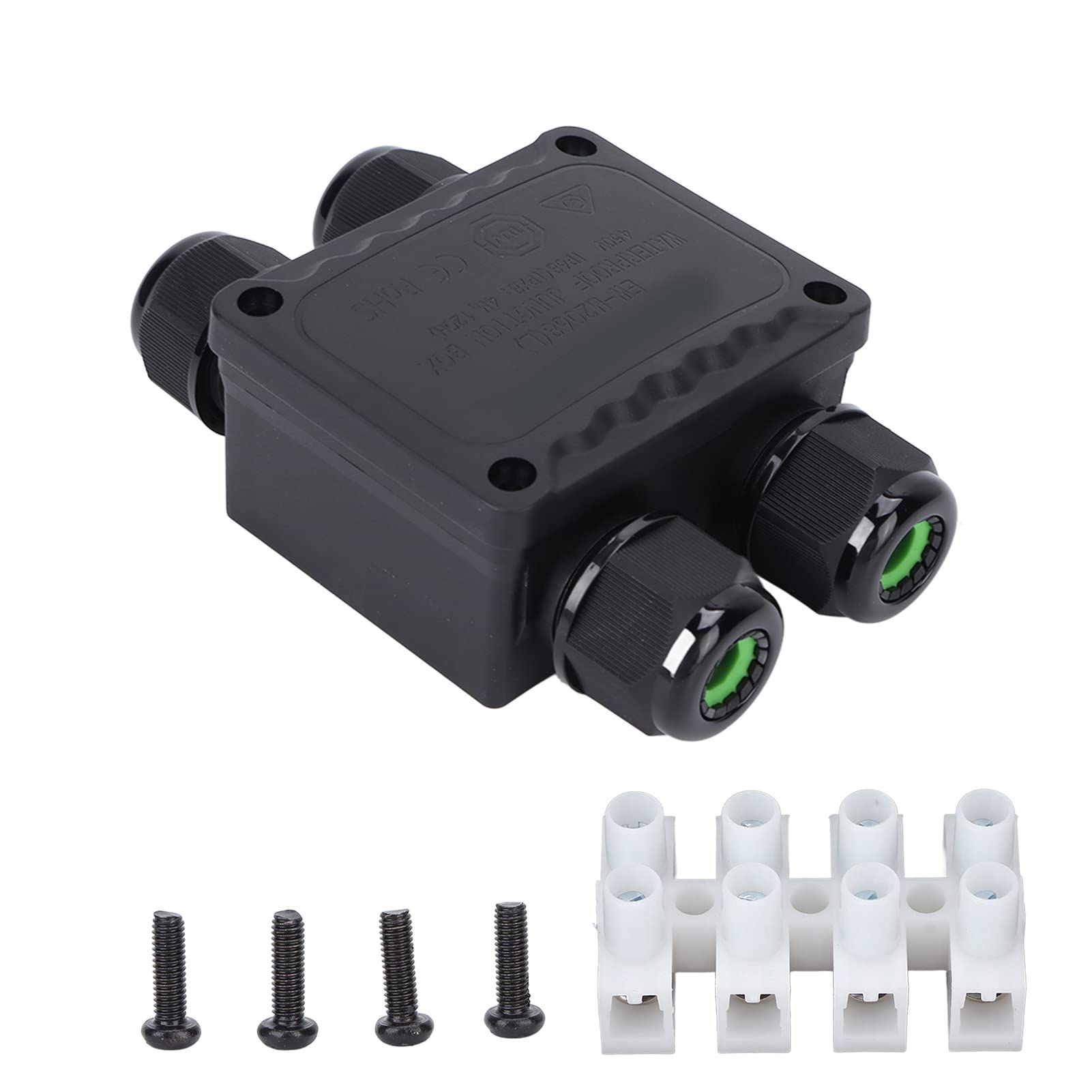 Waterproof Junction Box 2 in 2 Out - IP65 Dustproof & Weatherproof Electrical Enclosure for LED Garden Lights, Outdoor Lighting & Landscape Wiring - Perfect for Patio, Yard & Garden Use