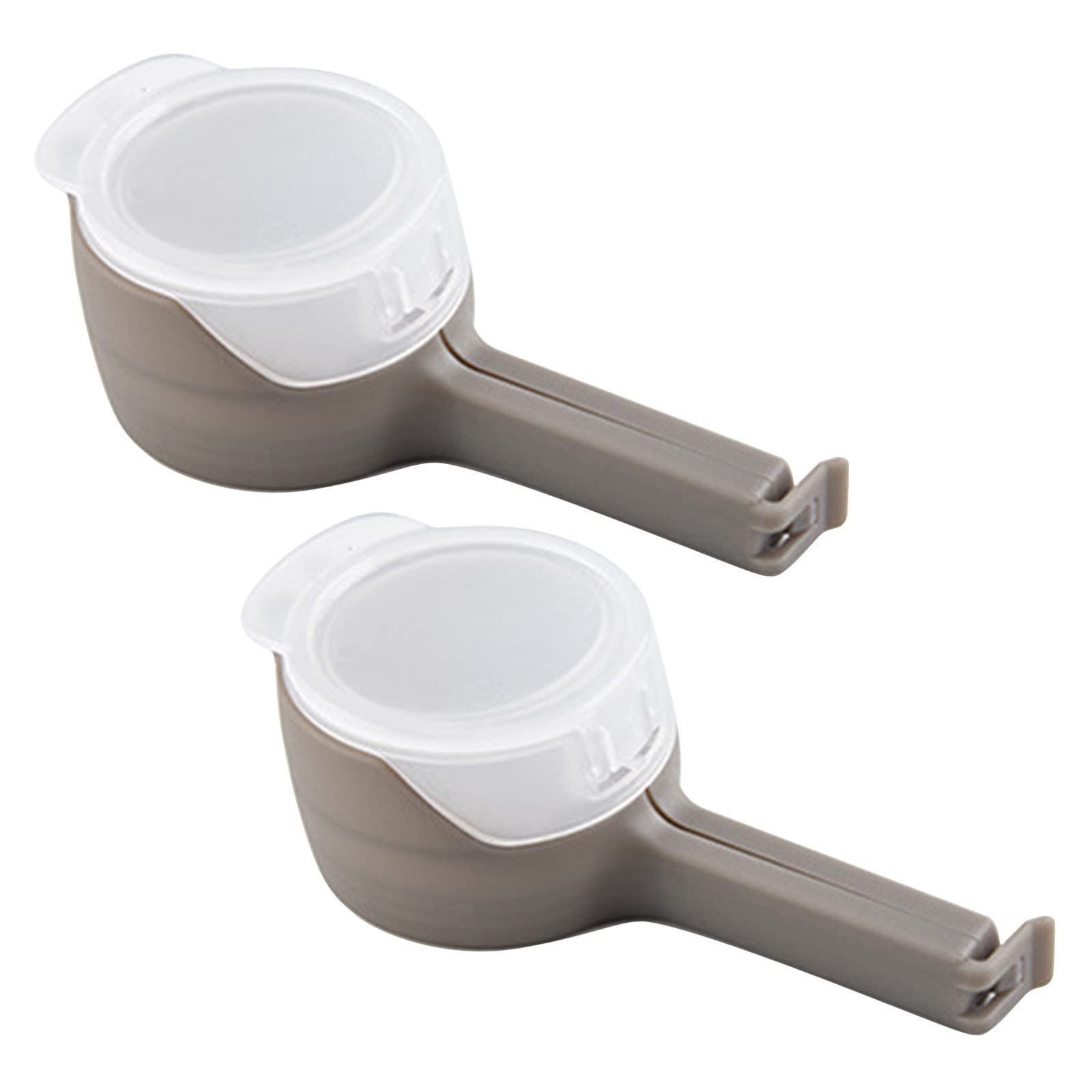 2-Piece Flash Freezer Food Storage Sealing Clips with Pour Spout - Reusable Plastic Bag Clips for Kitchen, Chip Bags & Vacuum Sealer Accessories - Perfect for Freezing, Organizing & Preserving Food (Grey, One Size)
