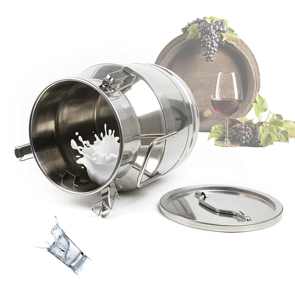 Premium 304 Stainless Steel Milk Can & Wine Pail - 30L/7.95 Gallon Heavy Duty Sealed Lid Container for Farm, Brewing & Bulk Liquid Storage - Ideal for Dairy, Winemaking & Commercial Use