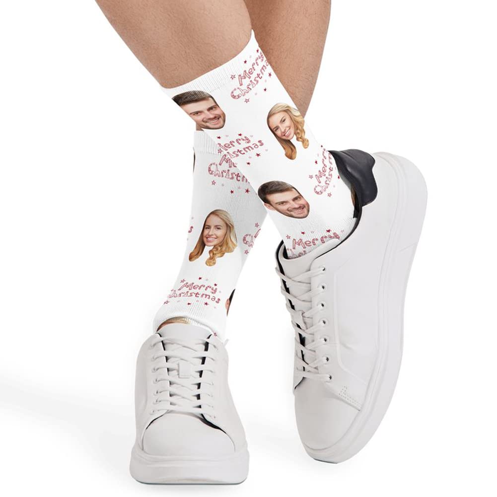 Custom Christmas Novelty Socks with Funny Print - Personalized Photo Socks for Couples | Unisex Crew Socks for Men & Women | Perfect Gift for Holidays, Stocking Stuffers & Christmas Parties