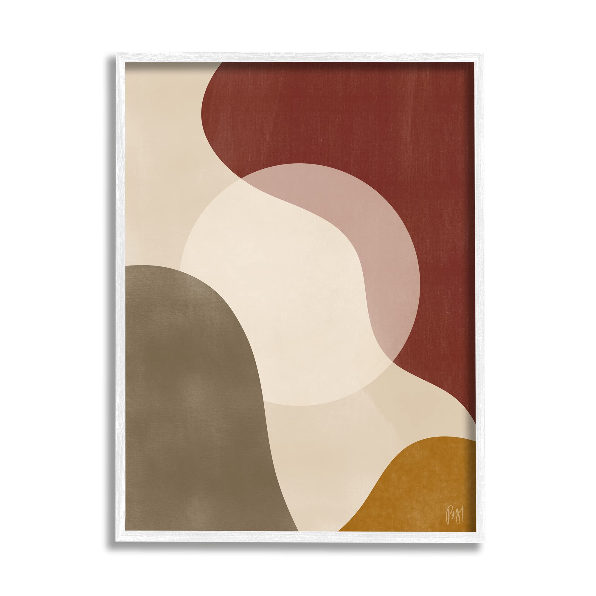 Stupell Industries Abstract Desert Sun Wall Art - Brown & Red Colliding Worlds Design by Birch&Ink - White Framed Canvas Painting 24x30 Inches - Perfect for Living Room, Bedroom & Office Decor