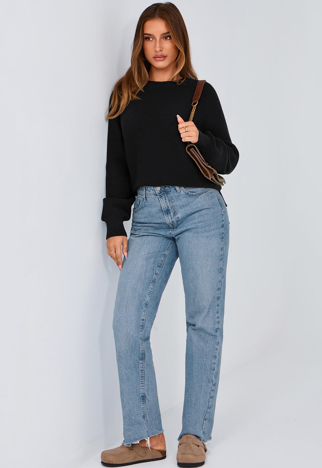 PRETTYGARDEN Women's Long Sleeve Ribbed Knit Pullover Sweater - Loose Crewneck Casual Top for Spring 2025 | Perfect for Office Wear, Weekend Outings & Layering