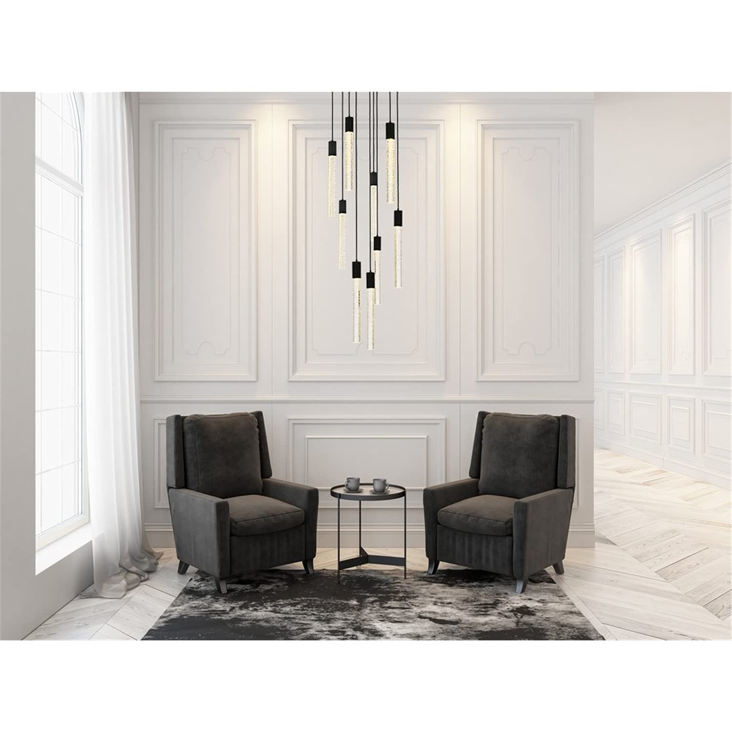 Weston 9-Light Black Pendant Lighting Fixture - Modern Chandelier for Dining Room, Kitchen Island & Living Room Decor