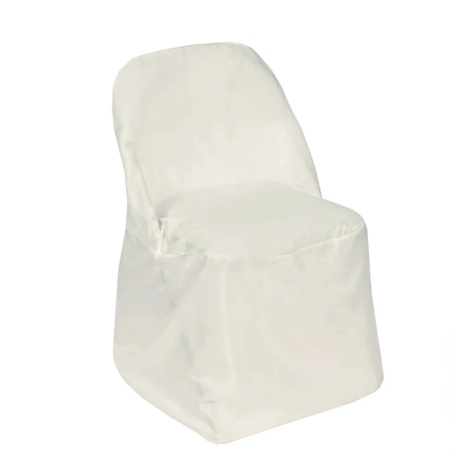 10 Pack Ivory Polyester Chair Covers for Folding Chairs - Wrinkle & Stain Resistant Slip-On Slipcovers - Perfect for Weddings, Parties & Home Decor