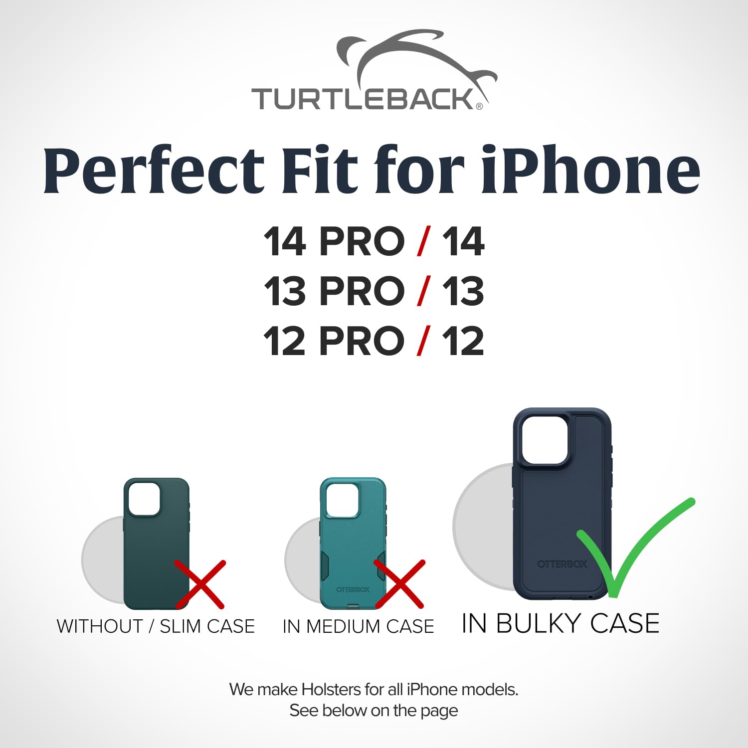 Premium Leather Phone Holster for iPhone 14/14 Pro/13/13 Pro/12/12 Pro - Black Belt Clip Phone Holder with Magnetic Closure & Metal Clip - Fits Bulky Cases - Perfect for Outdoor Activities, Work & Travel