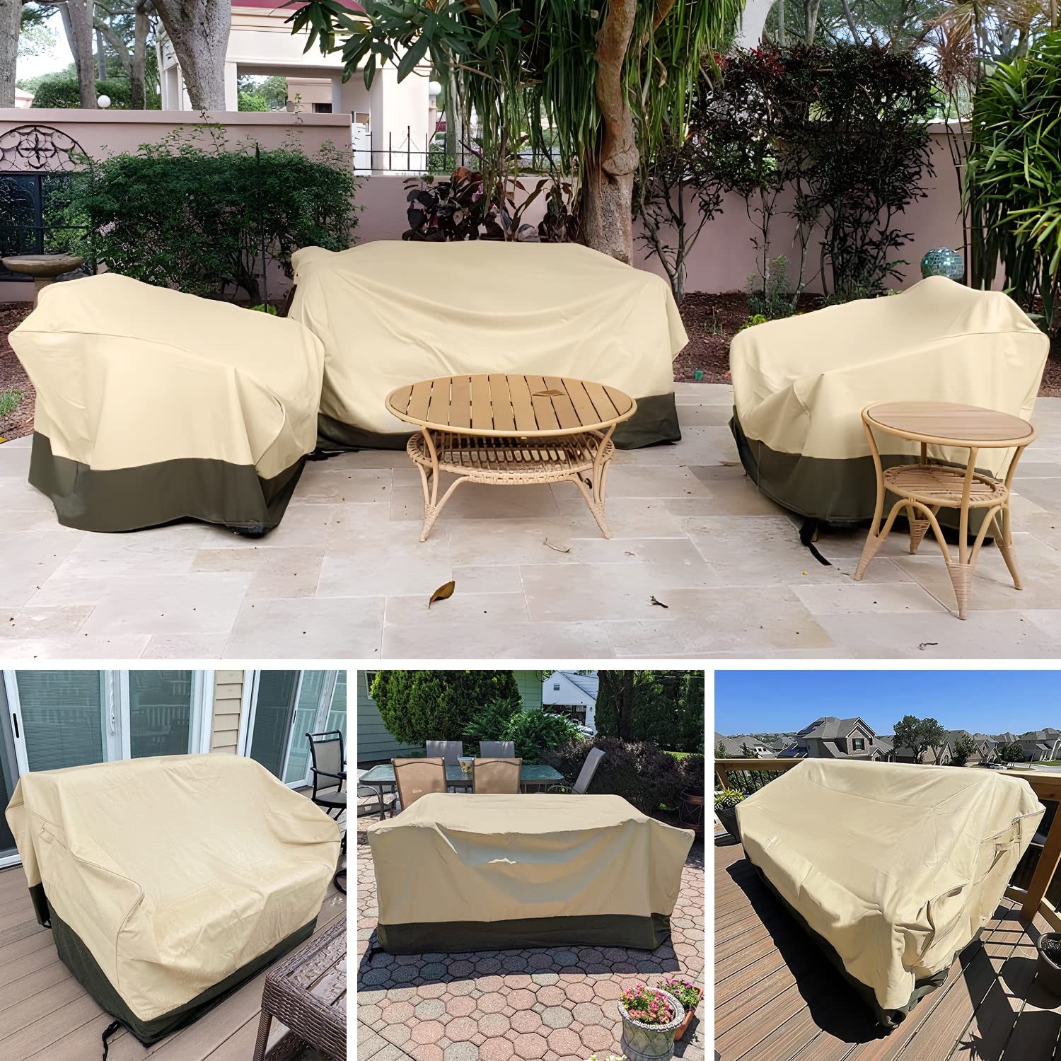 SunPatio Waterproof Outdoor Couch Cover - Heavy Duty Patio Furniture Cover for Oversized Sofa, Loveseat & Bench (90