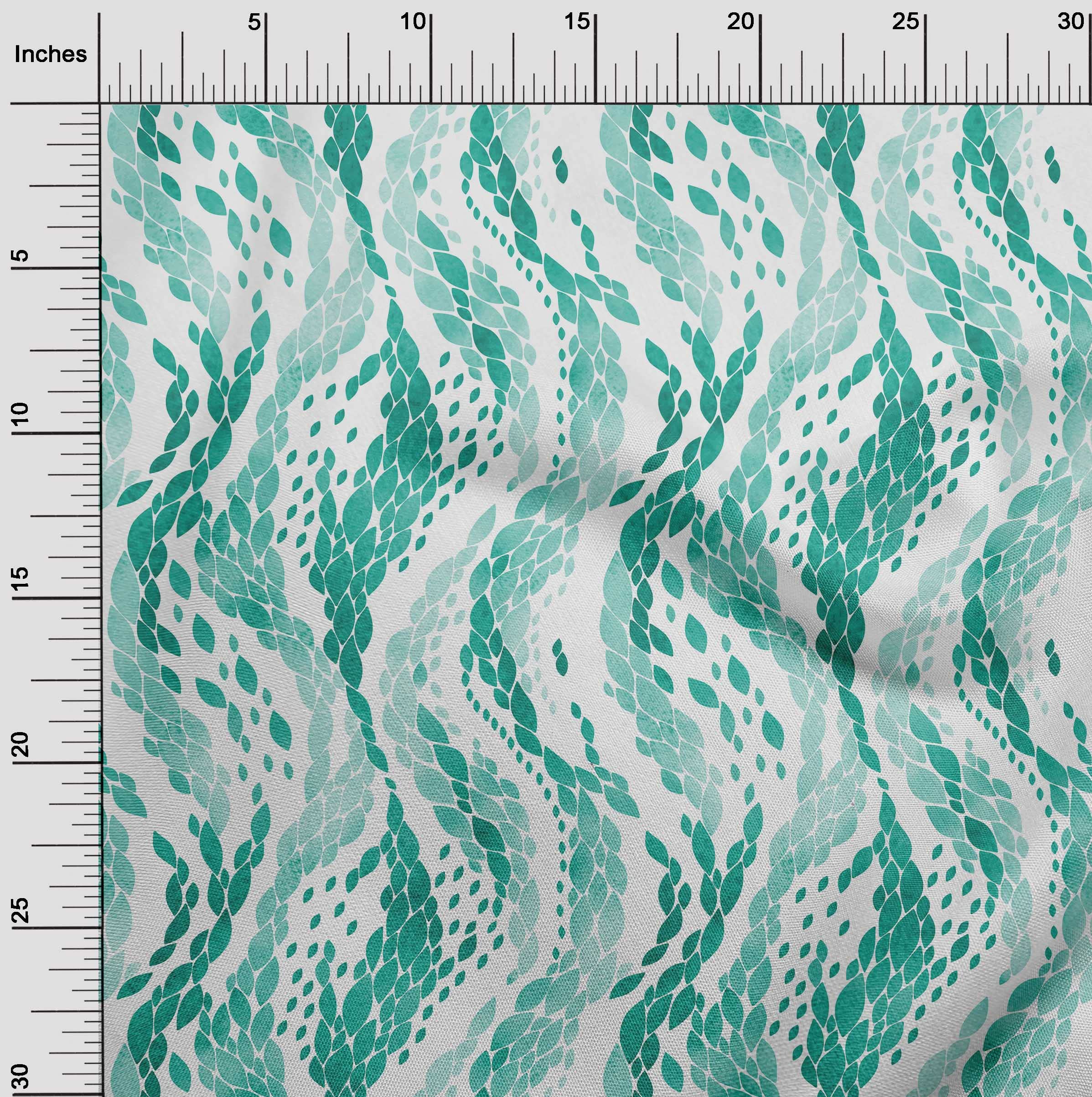 oneOone Cotton Cambric Turquoise Green Fabric - 42 Inch Wide Printed Abstract Sewing Material by The Yard for DIY Clothing, Dresses, Quilts & Home Decor Projects
