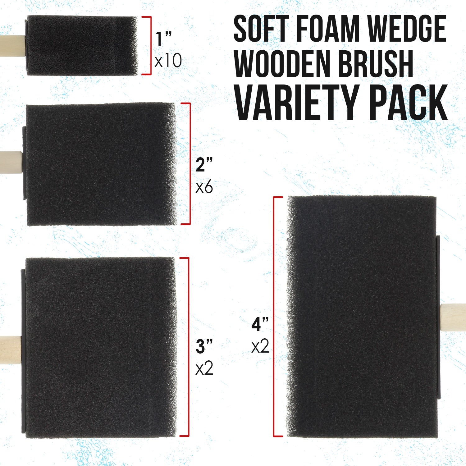 20-Piece Variety Pack Foam Sponge Wood Handle Paint Brushes - Lightweight & Durable for Acrylic, Stain, Varnish, Crafts & Art Projects - Perfect for DIY, Home Decor, Canvas Painting & Woodworking