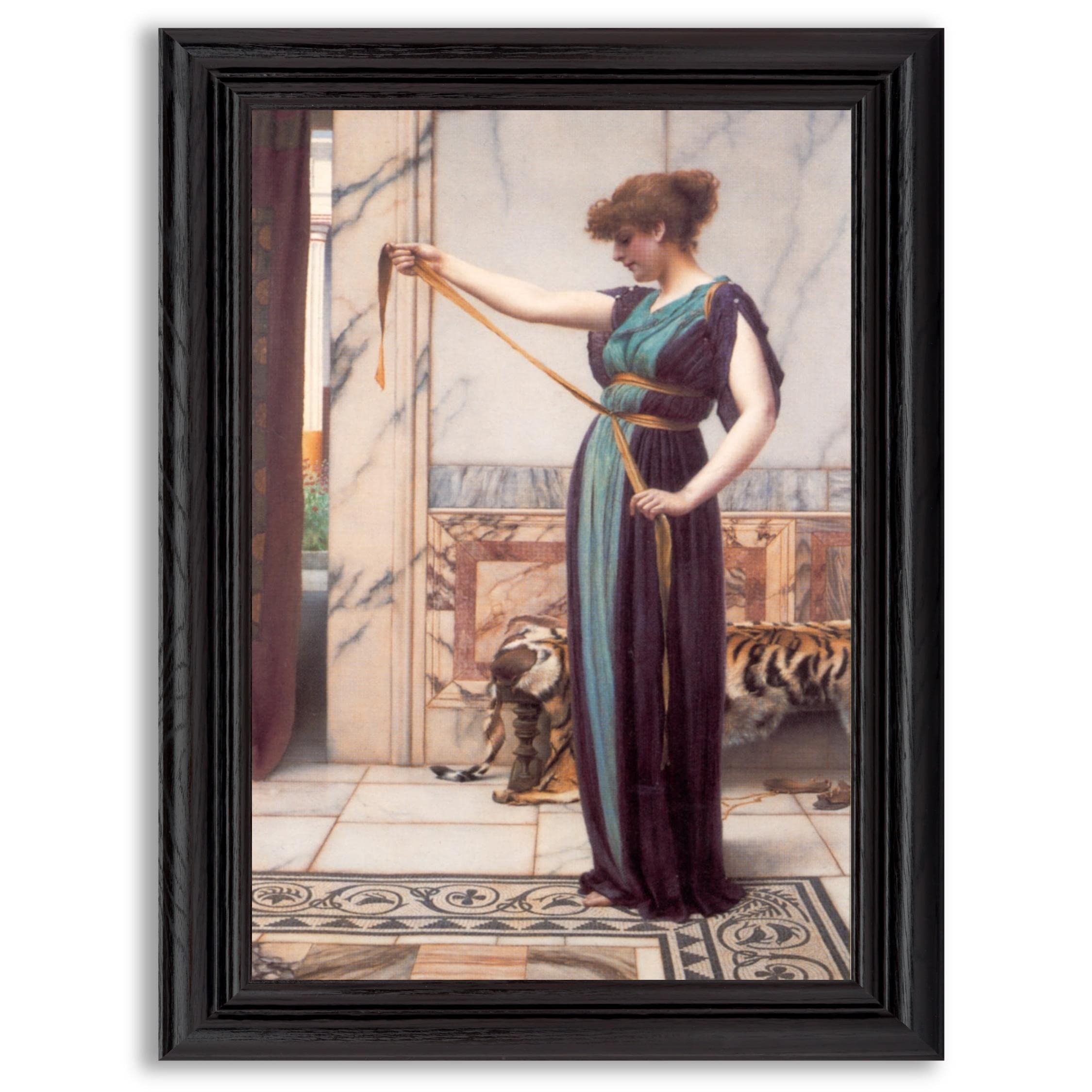 John William Godward 'A Pompeian Lady' Framed Art Print - High-Quality Painting Reproduction in Wood Frame | Classic Wall Decor for Living Room, Office & Home | Perfect Gift for Art Lovers & Interior Design