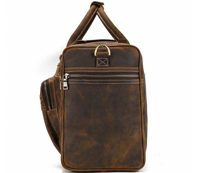 Premium Genuine Leather Duffle Bag for Men - Waterproof Travel Duffel with Adjustable Shoulder Strap - Perfect for Gym, Weekend Trips & Outdoor Adventures