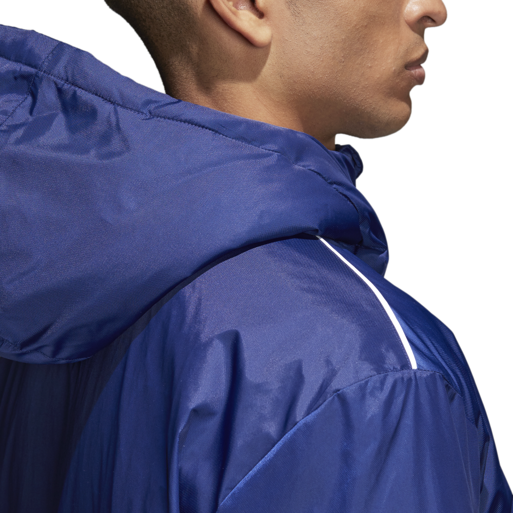 Adidas Core 18 Stadium Jacket for Men - Dark Blue/White Windbreaker - Lightweight Water-Resistant Running Jacket for Outdoor Sports & Casual Wear
