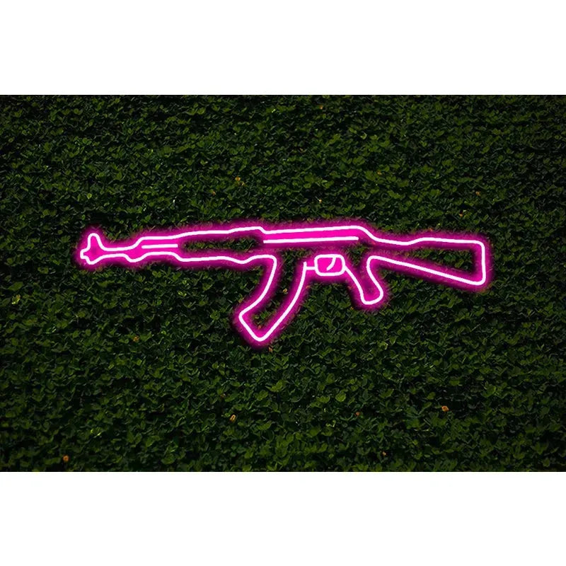 LED AK47 Gun Neon Sign - Flexible CSGO Game Room Wall Decor, Bedroom Lighting, Gaming Gift for Men - Perfect for Gaming Setups, Man Caves & Neon Themed Parties