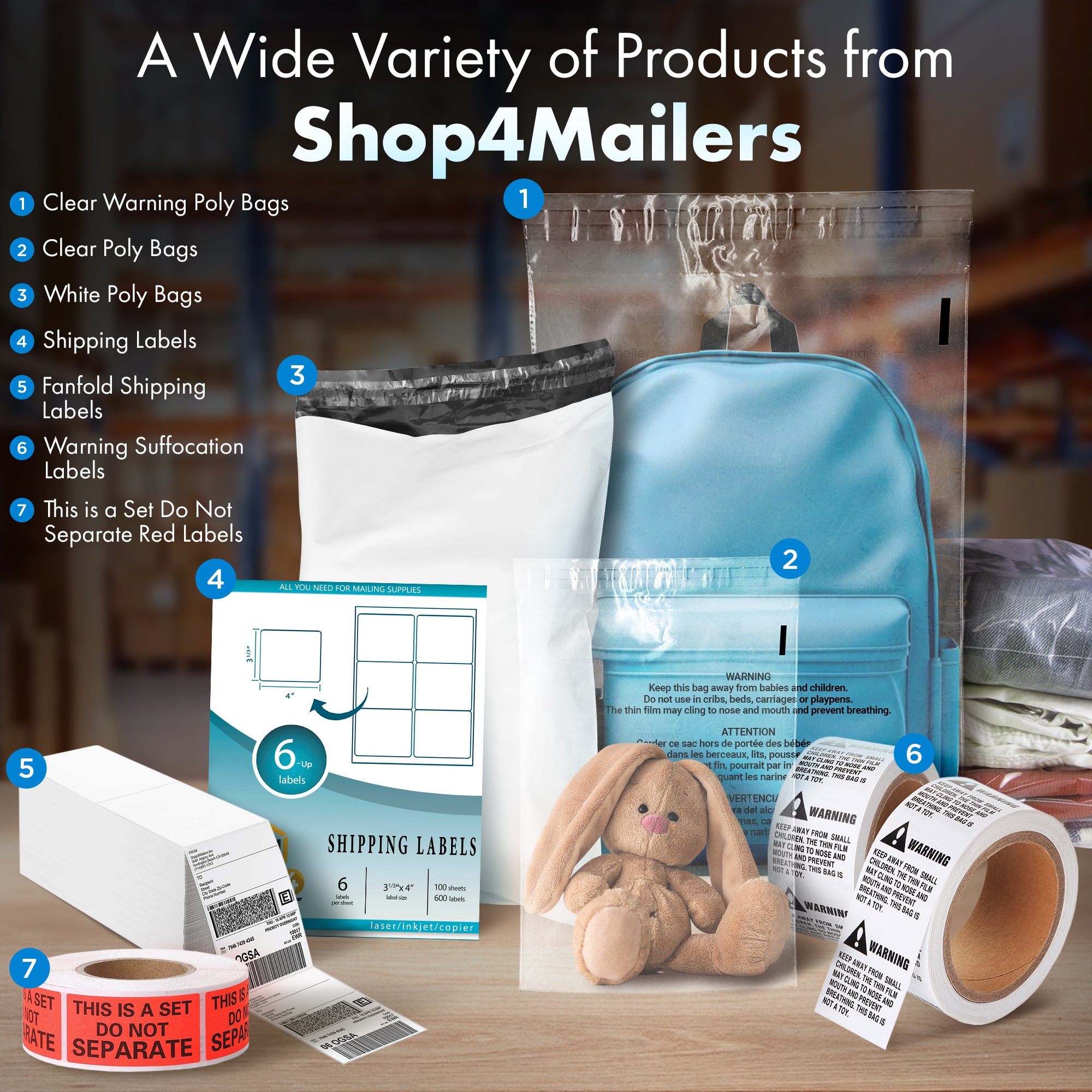 12x15.5 Inch Clear Plastic Self Seal Poly Bags 1.5 Mil with Suffocation Warning - Perfect for Packaging, Shipping, and Storage - Shop4Mailers