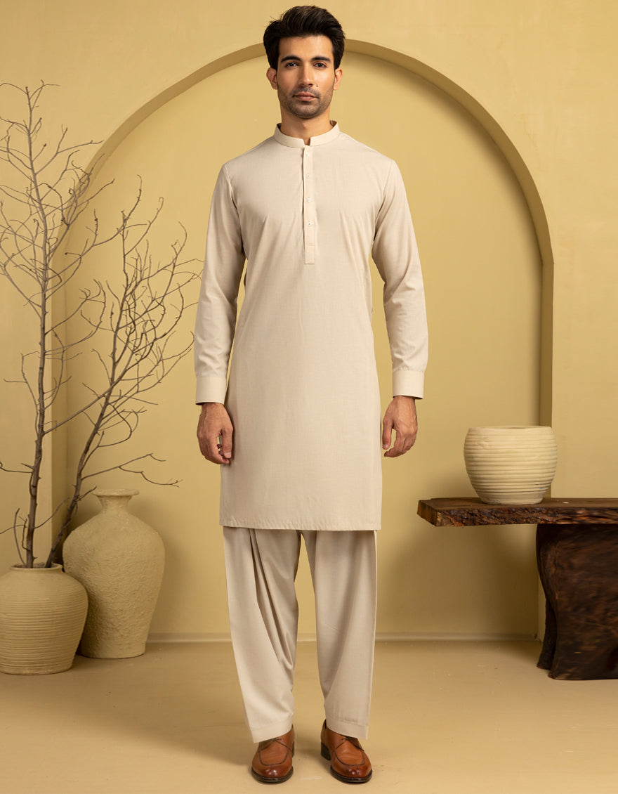 Premium Blended Brown Unstitched Suit Fabric by J. Junaid Jamshed - Perfect for Custom Tailoring, Formal Wear & Special Occasions