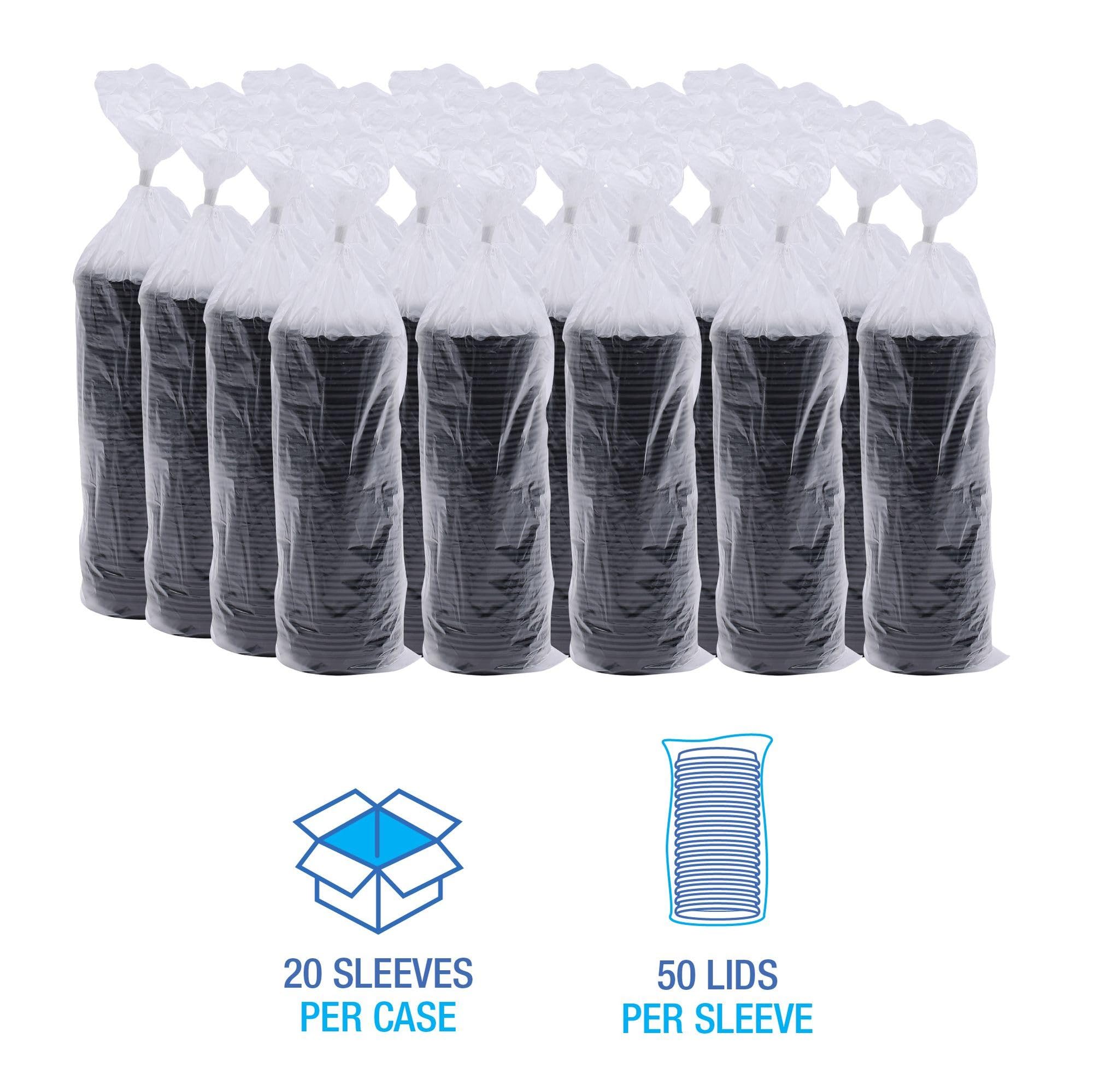 Boardwalk BWKHOTBL8 Black 8 oz Hot Cup Lids - 1000 Count Carton for Coffee, Tea & Hot Beverages - Perfect for Cafes, Offices & Takeout Services