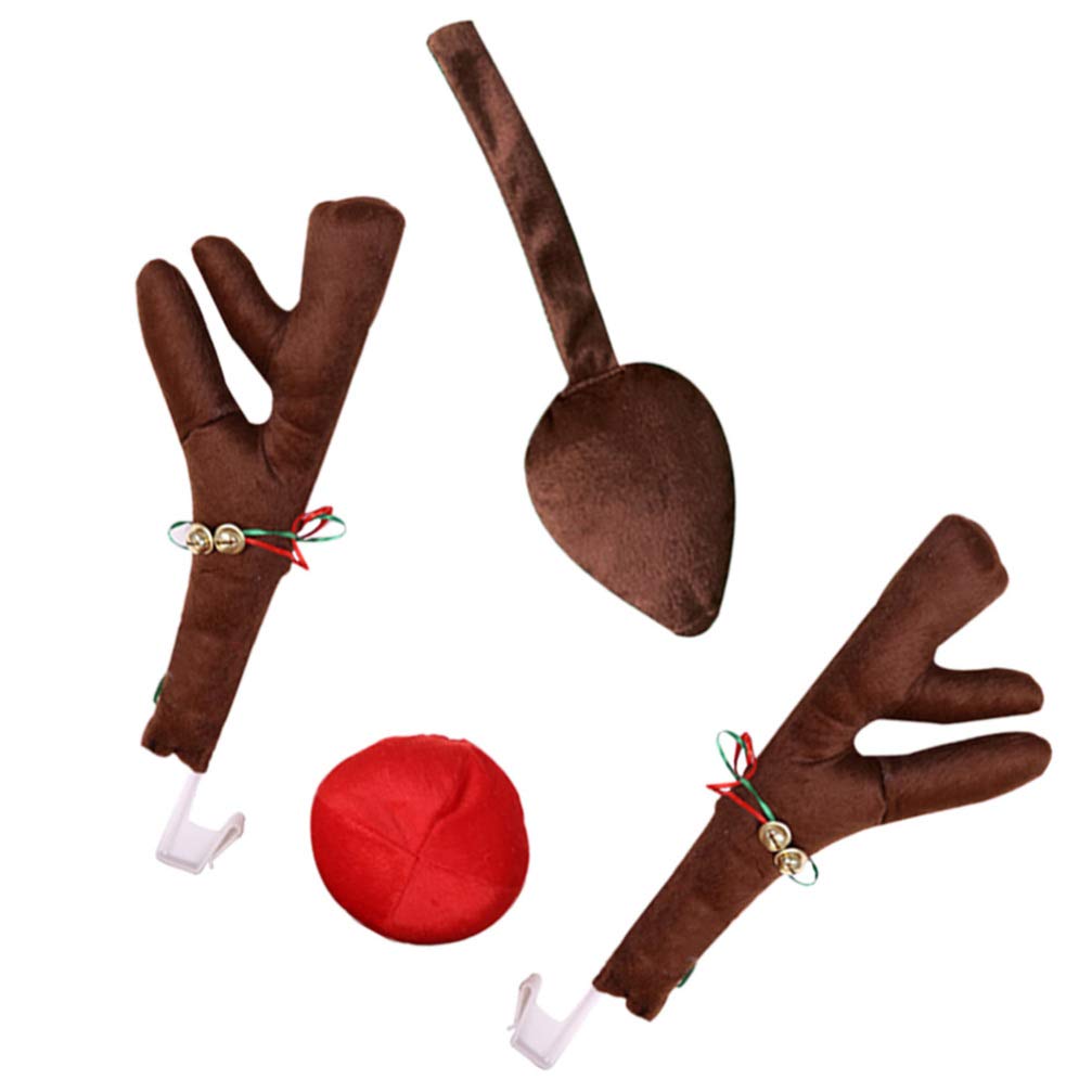 VICASKY Christmas Car Decoration Kit - Reindeer Auto Accessories, Rudolph Car Kit with Jingle Bells for Holiday Vehicle Costume | Perfect for Christmas Parades, Holiday Parties & Festive Family Road Trips