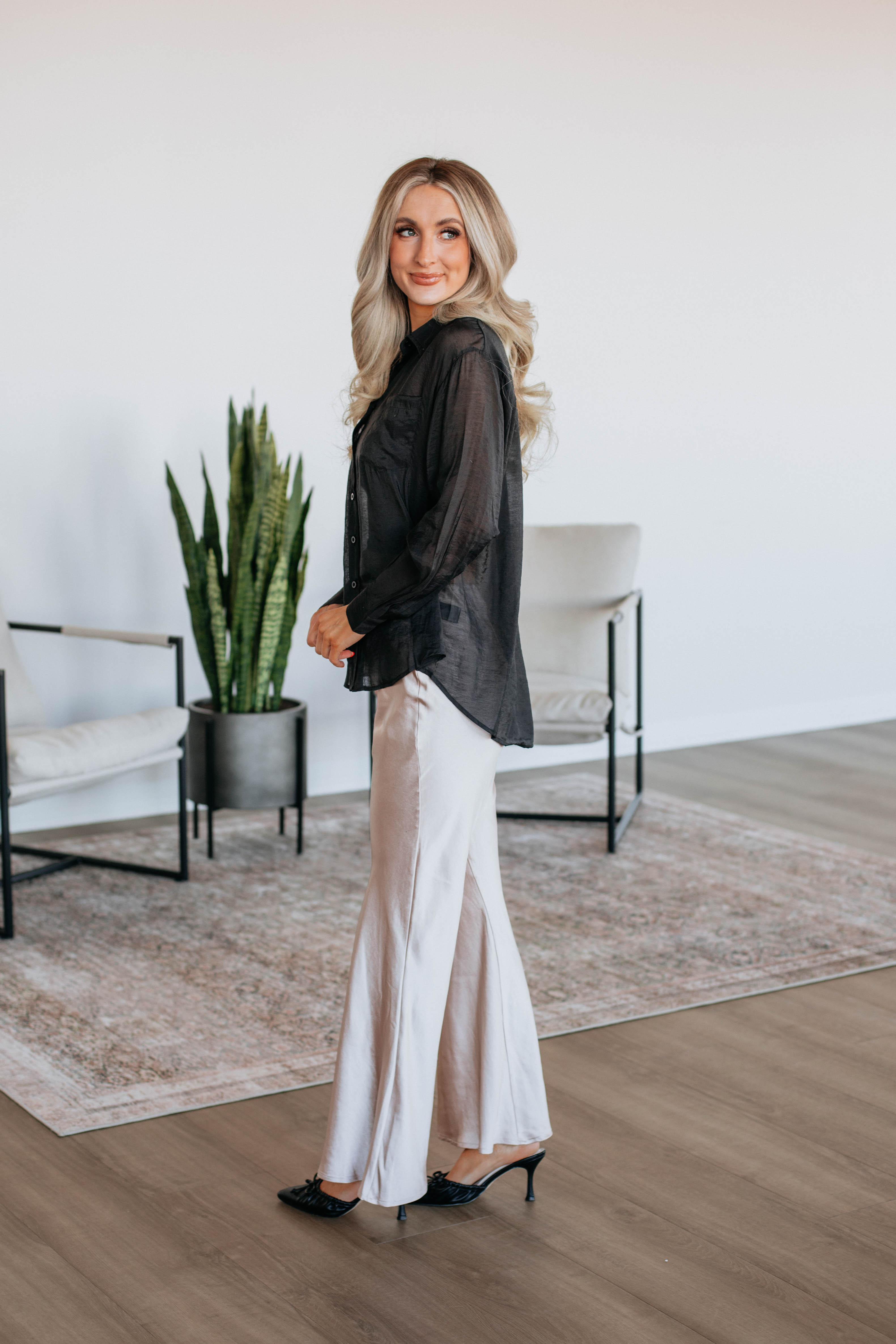 Getting Glam High-Waisted Pink Gloss Pants - Trendy Women's Fashion for Parties, Night Out & Special Occasions