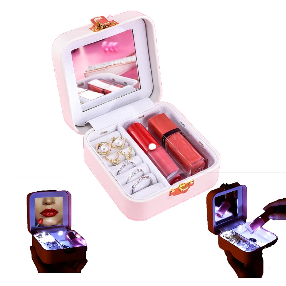LED Embroidery Jewelry Box - Elegant Jewelry Organizer & Display Case with Travel Lock, Perfect for Gift Giving, Home Decor & Travel Accessories Storage