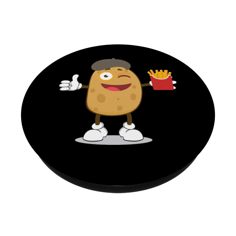 French Potato Holding Fries Pack Junk Food PopSockets PopGrip - Swappable Phone & Tablet Grip for Home, Office, and Travel Use