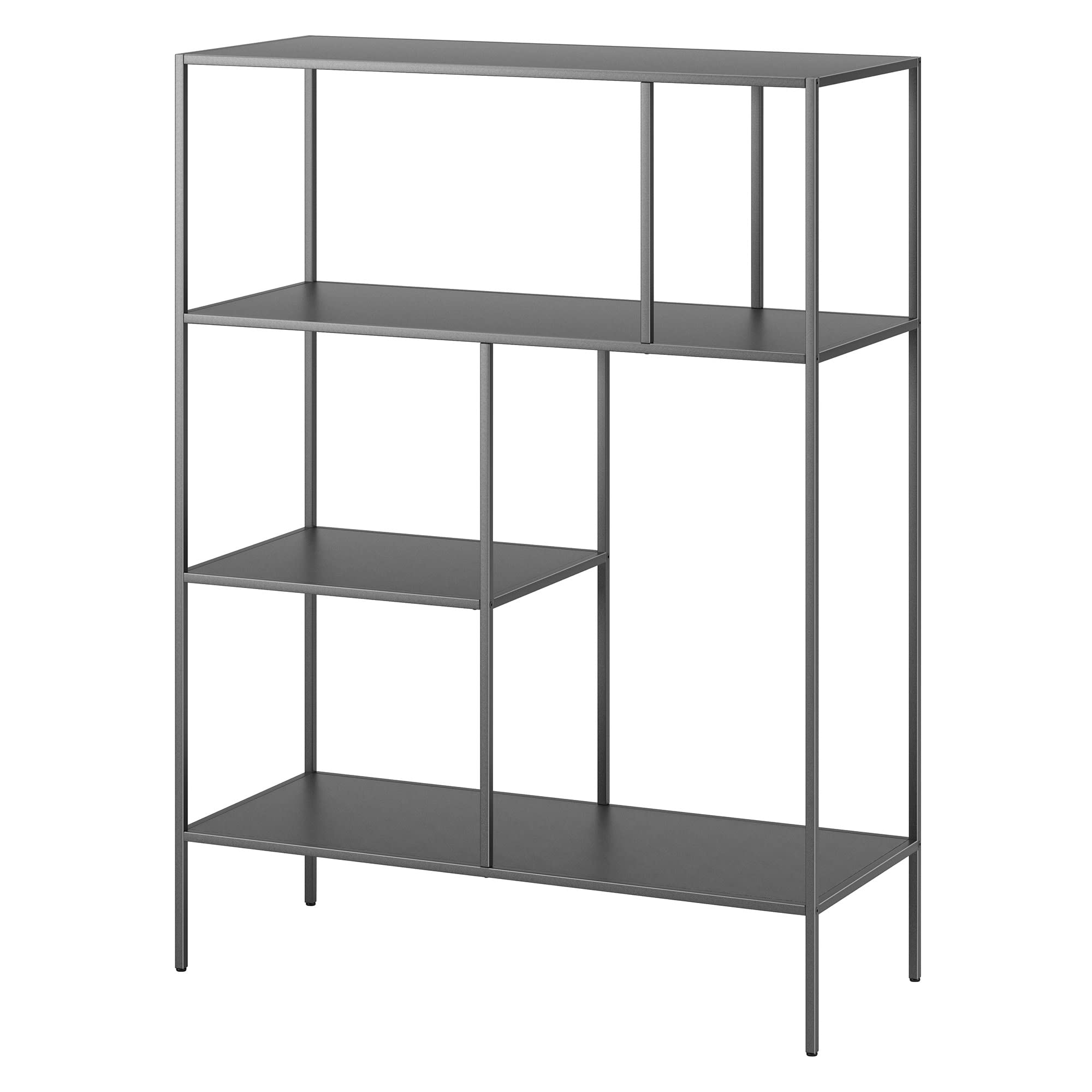 Henn&Hart 48 Inch Tall Rectangular Bookcase in Gunmetal Gray - Modern Bookshelf for Living Room, Bedroom, Office - Perfect for Home Decor, Storage & Organization