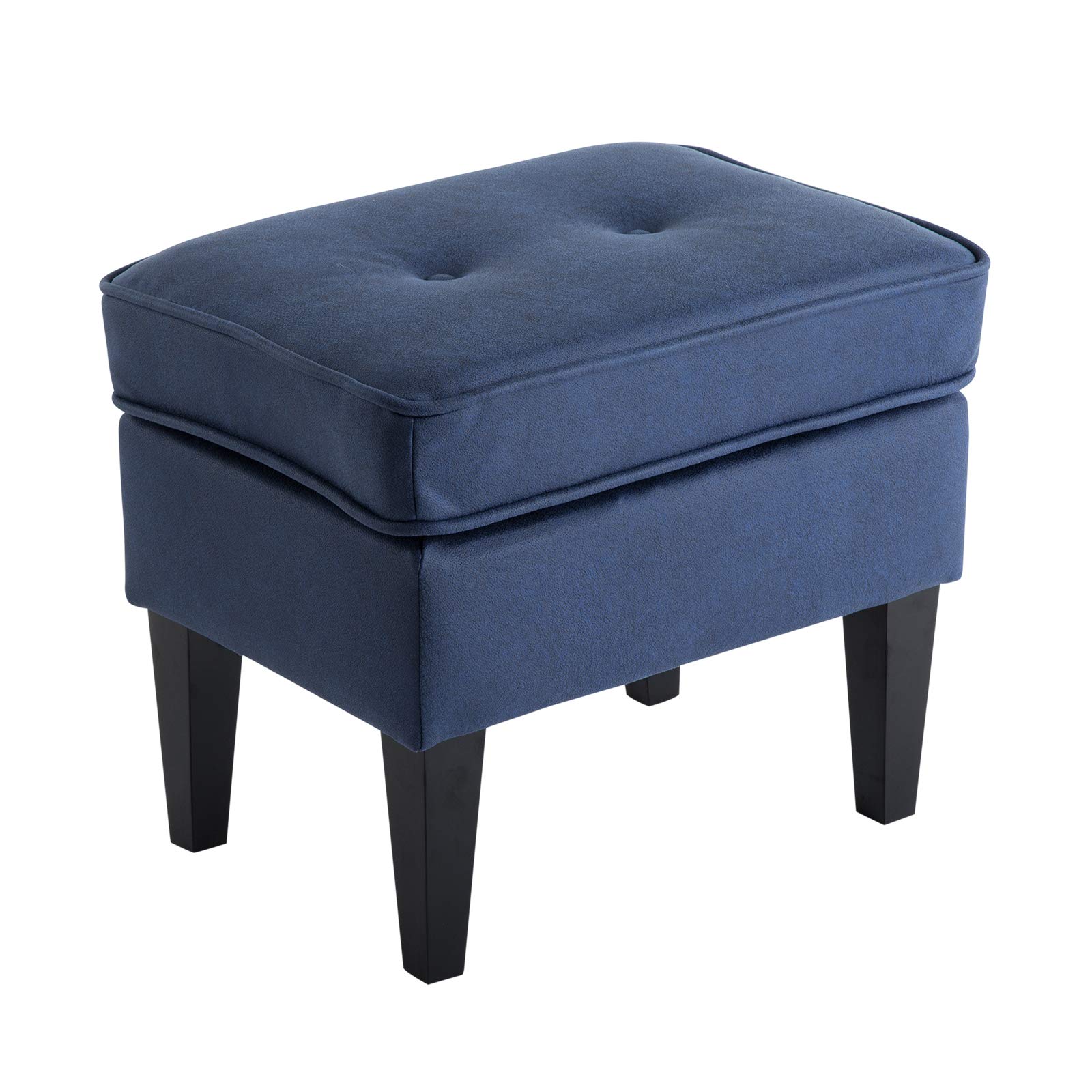Artechworks Modern Ottoman with Soft Tech Cloth (Leathaire) - Padded Seat Footrest, Coffee Table Stool for Bedroom, Living Room & Home Office - Blue - Perfect for Relaxing, Extra Seating & Home Decor