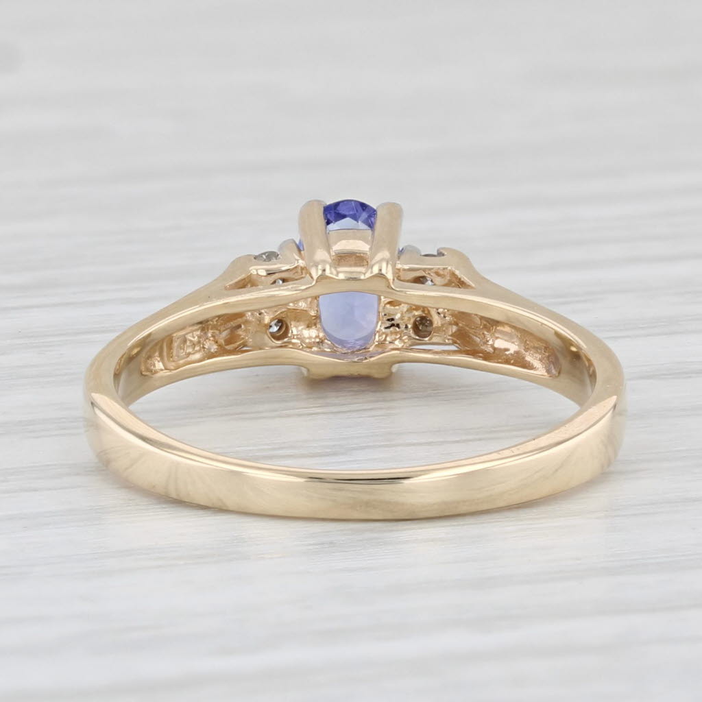 0.56ctw Oval Tanzanite & Diamond Engagement Ring in 14k Yellow Gold, Size 7 - Perfect for Anniversary Gifts & Bridal Jewelry