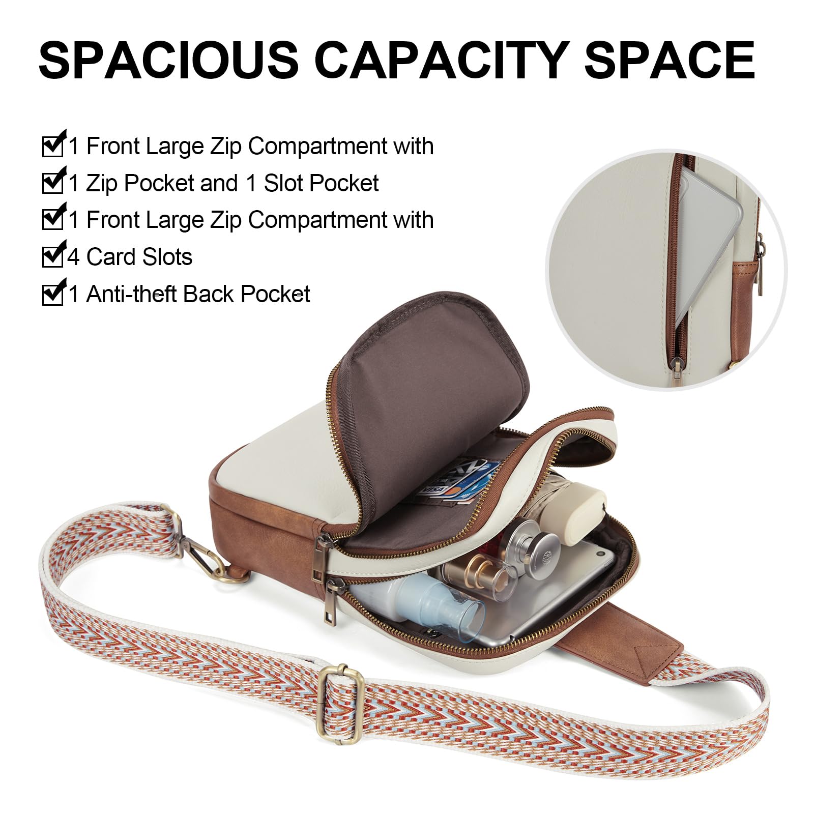 CLUCI Genuine Leather Crossbody Bag for Women - Stylish Sling Backpack Purse, Adjustable Strap, Lightweight & Durable - Perfect for Travel, Shopping & Daily Use