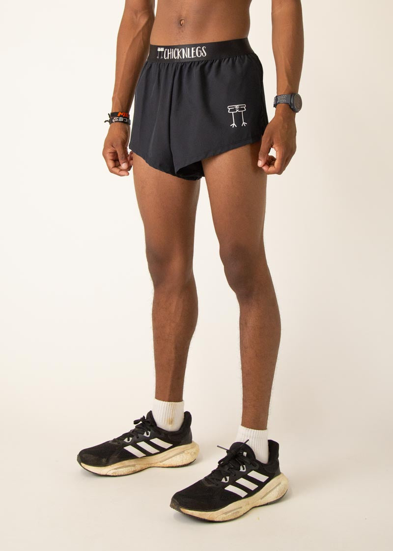 Men's Black 2 Split Running Shorts - Lightweight Athletic Shorts for Gym, Jogging & Workout - Breathable Quick-Dry Training Shorts with Side Pockets