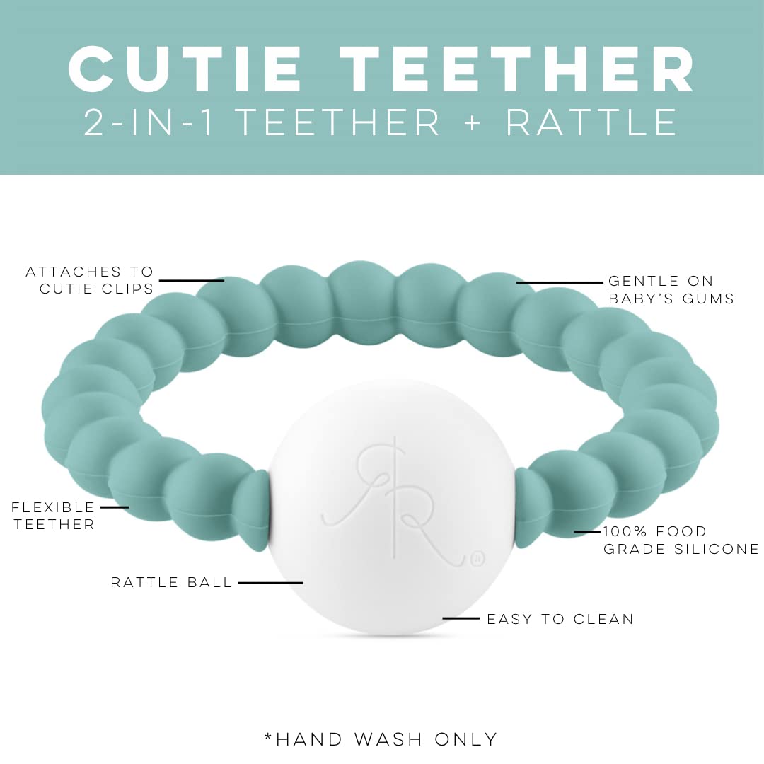 Ryan and Rose Cutie Teether Rattle - Soothing Seaglass Teething Toy for Babies | Perfect for Teething Relief, Sensory Play & Baby Shower Gifts