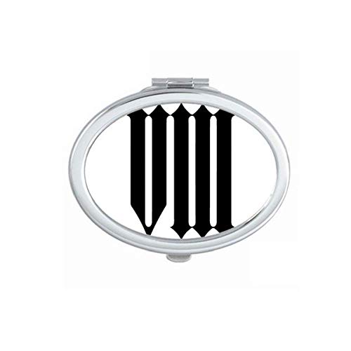 DIYthinker Black Roman Numerals VIII Silhouette Mirror - Portable Folding Double-Sided Makeup Mirror for Travel, Home & Vanity Use