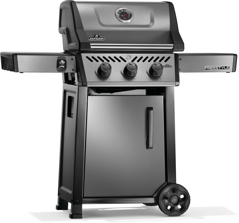 Napoleon Freestyle 365 3-Burner Propane Gas Grill - Freestanding Outdoor BBQ Grill for Patio, Backyard, and Tailgating | Durable Stainless Steel Construction | Perfect for Grilling Burgers, Steaks, and Vegetables