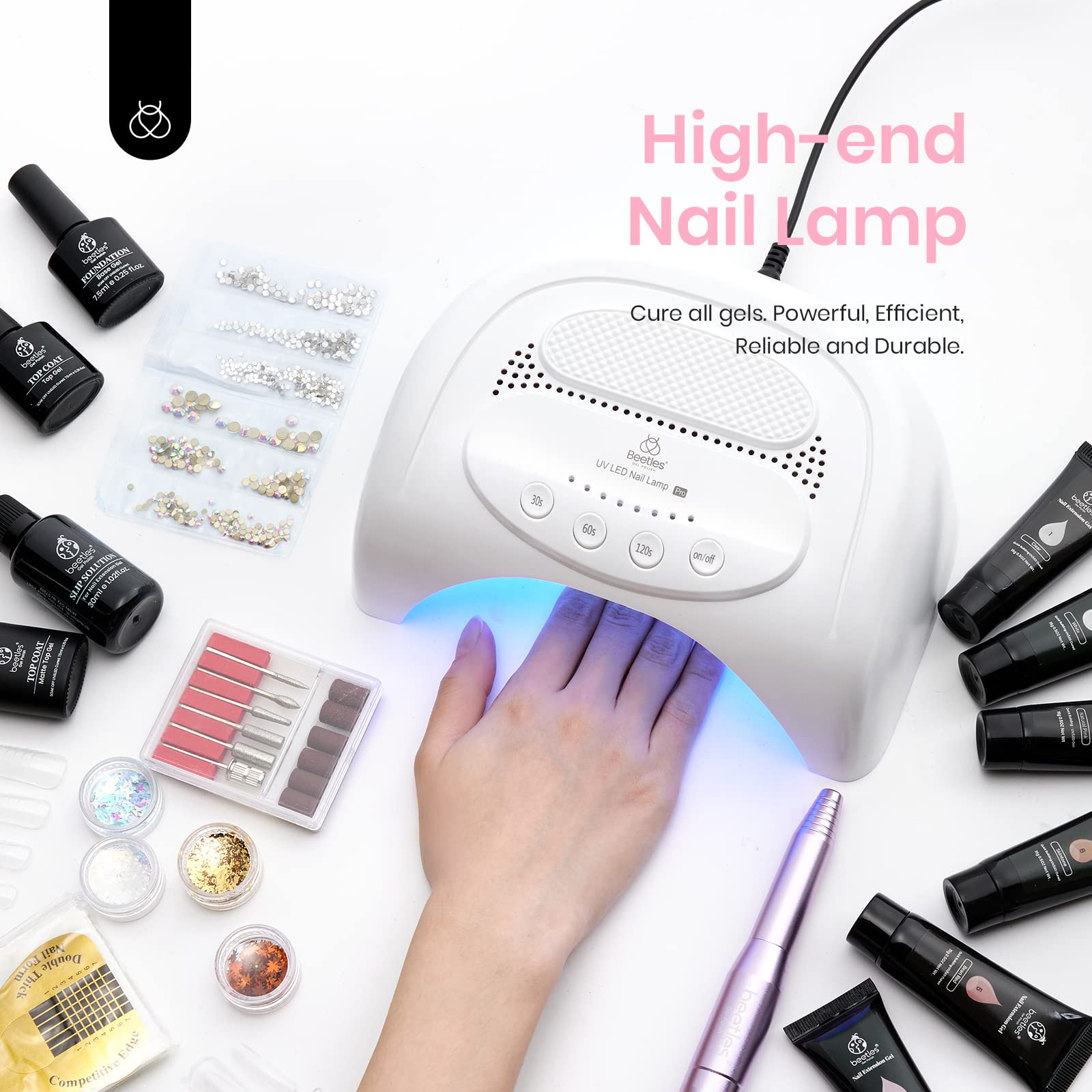 Beetles 6PCS Poly Nail Gel Kit with Nail Drill - French Manicure & Nail Extension for Professionals