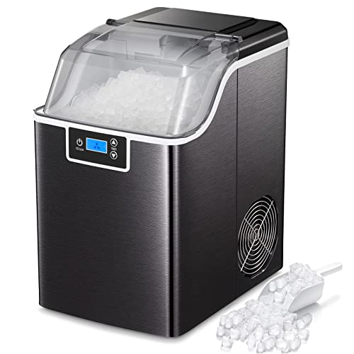 Kismile Countertop Nugget Ice Maker - Portable Compact Ice Machine with Self-Cleaning Function (44Lbs/24H) - Perfect for Home Kitchen, Office, Bar & Outdoor Entertaining
