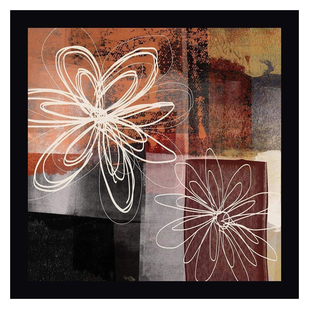 Linda Woods Espresso Flower II - 20x20 Inch Black Framed Canvas Wall Art Print - Ready to Hang - Perfect for Living Room, Bedroom & Office Decor