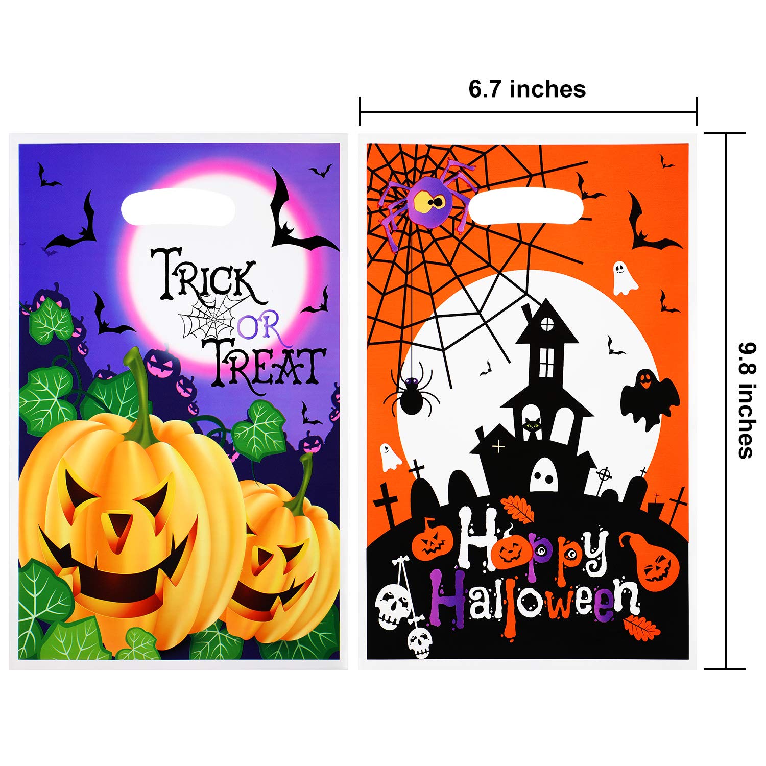 100-Piece Halloween Plastic Treat Bags Bulk - Reusable Jack O'Lantern Pumpkin Candy Bags for Trick or Treat, Halloween Party Favors & Classroom Treats | Perfect for Halloween Parties, School Events & Neighborhood Trick-or-Treating