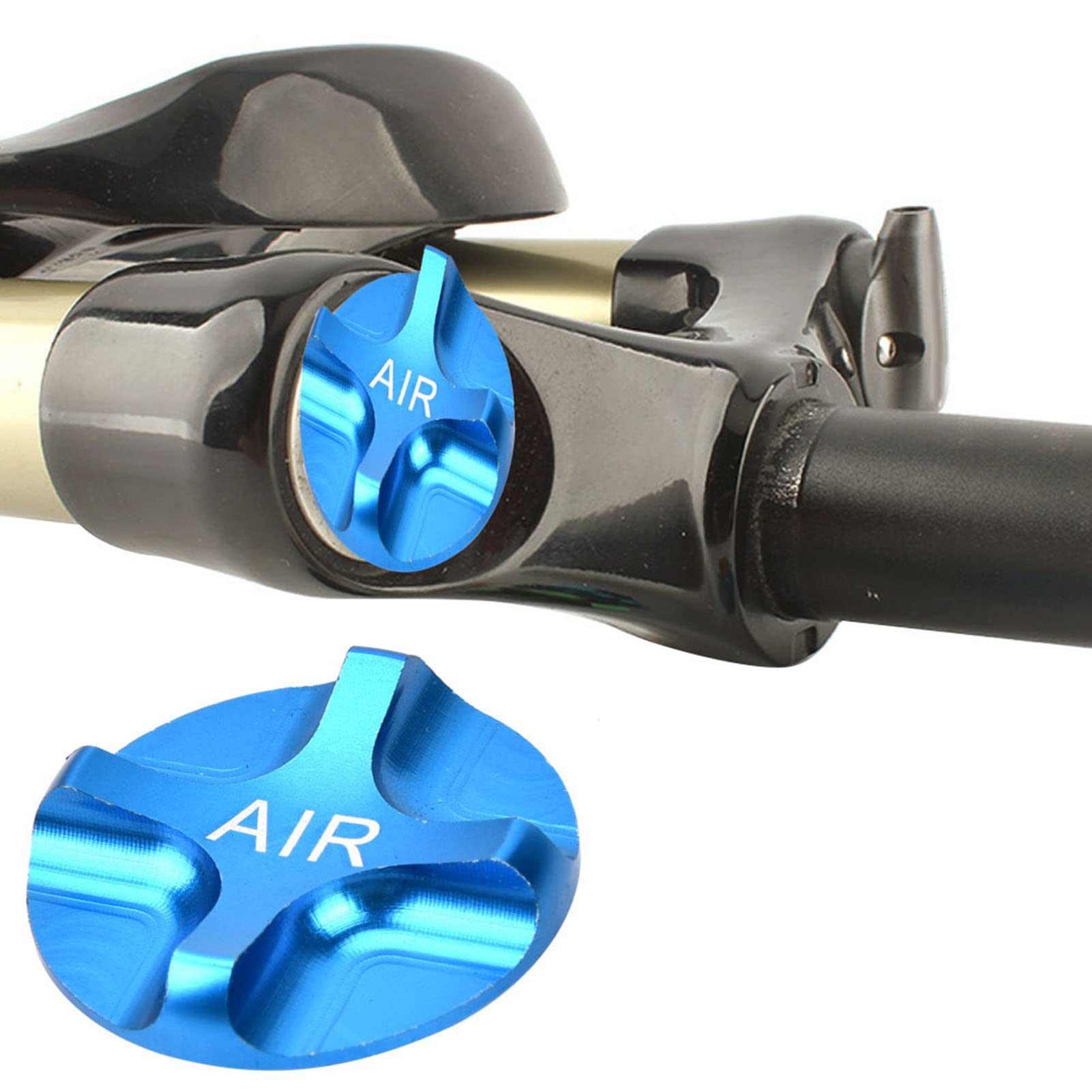 Rockshox Air Valve & Headset - Aluminum Alloy Suspension Fork Front Fork Airtight Valve Cover Accessory (Blue) | MTB Bike Fork Maintenance & Repair Parts for Mountain Biking
