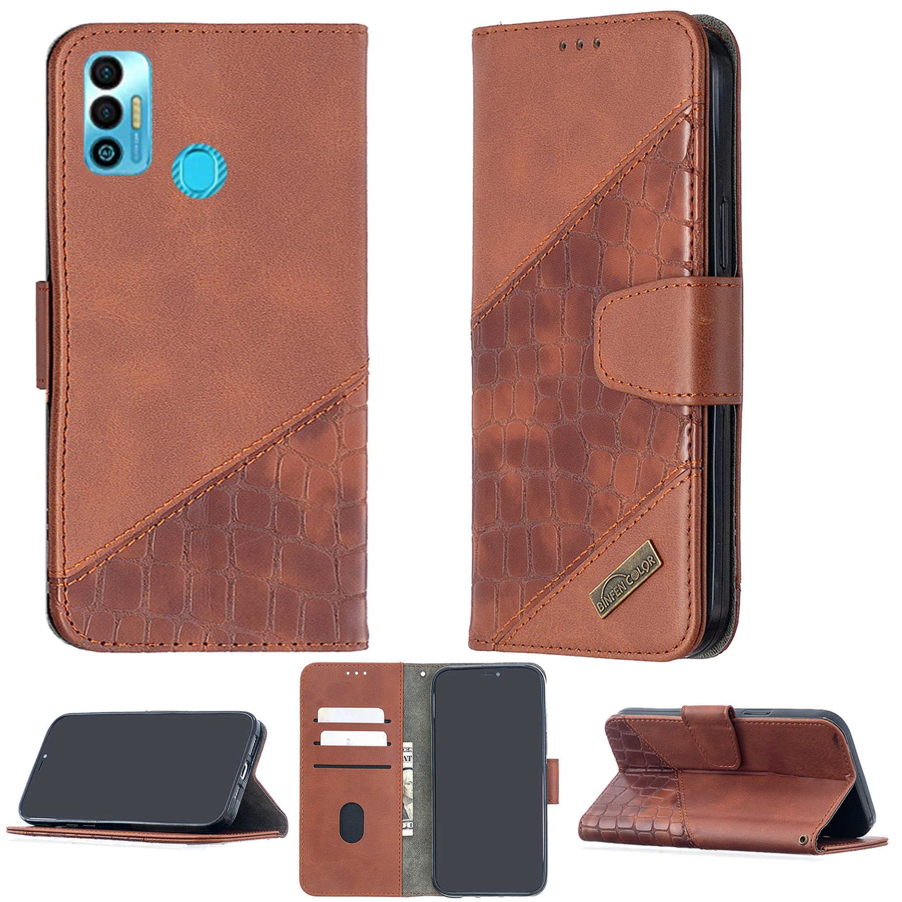 Premium PU Leather Magnetic Flip Stand Case for Tecno Spark 7T - Wallet Phone Cover with Kickstand (Model BF404-ZONG) | Perfect for Work, Travel & Hands-Free Viewing
