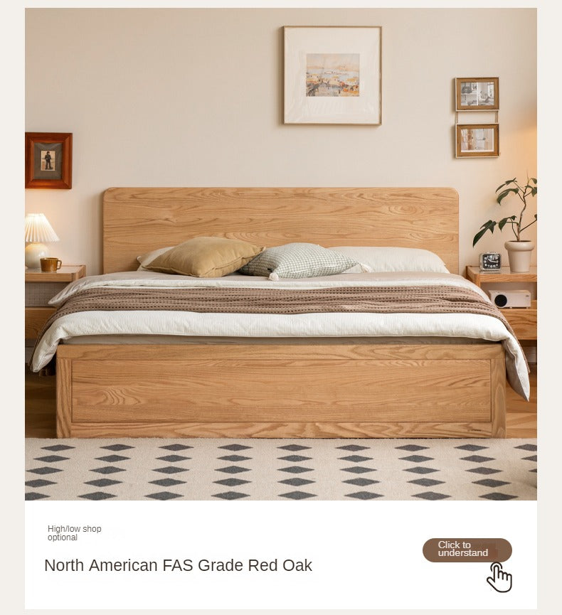 Premium Black Walnut & Oak Solid Wood Bed Frame - Modern Platform Bed for Master Bedroom, Guest Room, or Dormitory