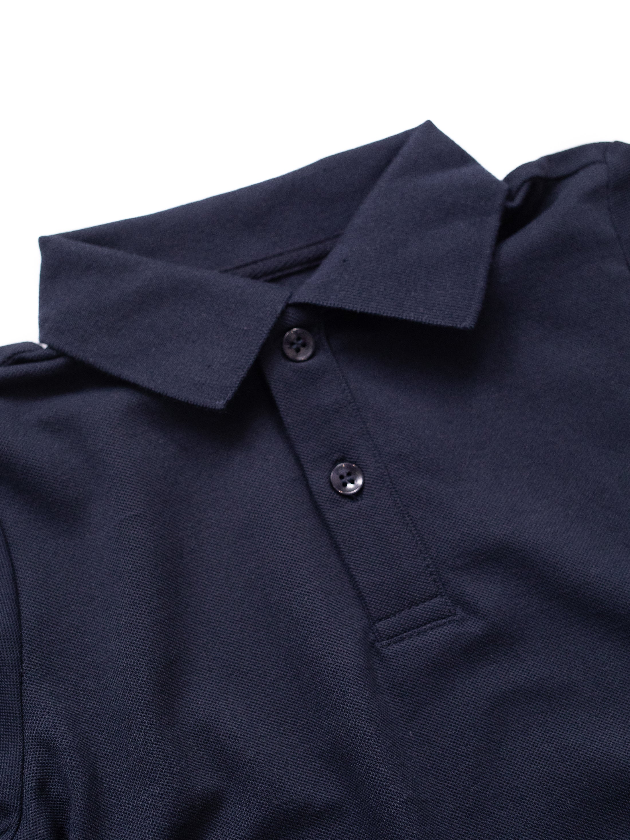 Premium Long Sleeve Polo Shirt for Men - Classic Navy Blue Cotton Blend Business Casual Shirt - Perfect for Office, Golf & Everyday Wear
