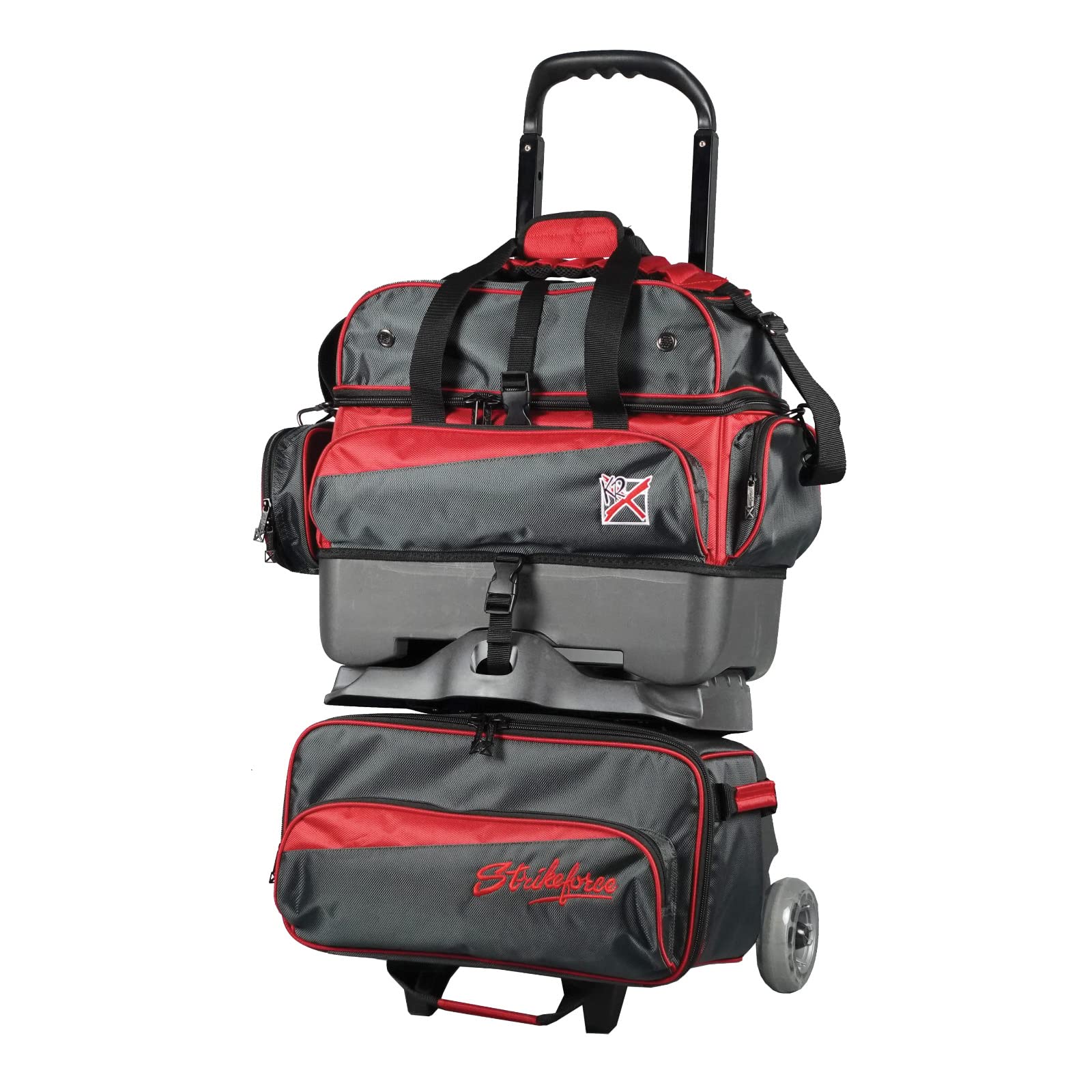 KR Strikeforce Konvoy Four Ball Roller Bowling Bag - Premium 4-Ball Capacity with Shoe Compartment & Accessory Storage | Perfect for League Play, Tournaments & Practice Sessions