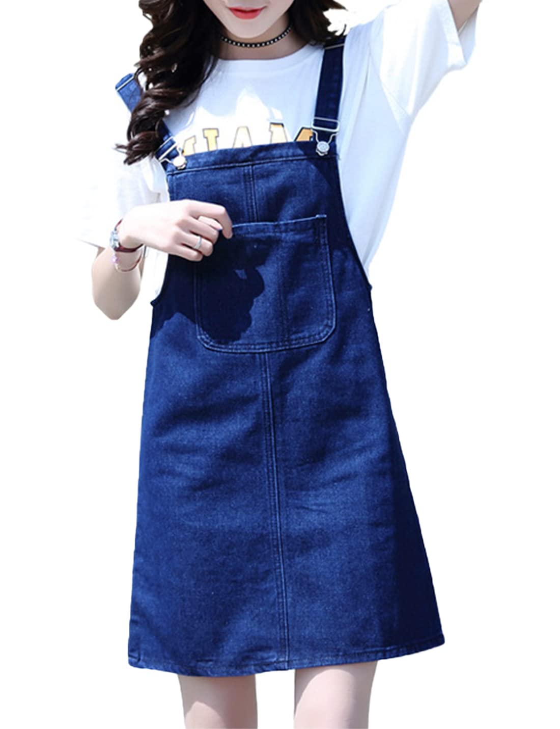 Bankeng Women's Denim Suspender Dress - Adjustable Straps, Above Knee Midi Overalls, Vintage Denim Skirt | Casual Outfit, Spring Summer Fashion, Date Night & Streetwear