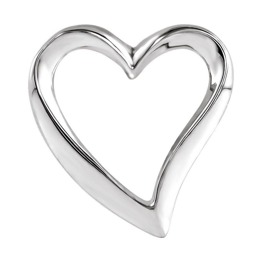 14K White Gold Love Heart Pendant Necklace for Women & Men - 16x15mm Heart Slide Charm on Dainty Chain - Perfect for Valentine's Day, Anniversary & Romantic Gifts